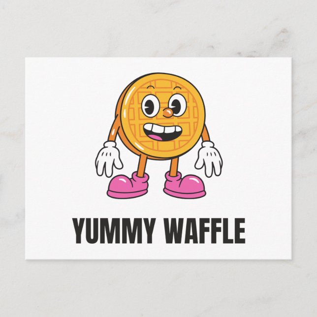 Postal De Invitación Waffle Food Kawaii Face (Anverso)