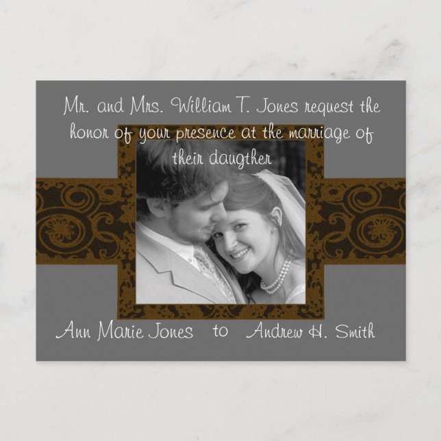 Postal De Invitación Warm Earthy Hues Golden Yellow Gray Black Boda (Anverso)