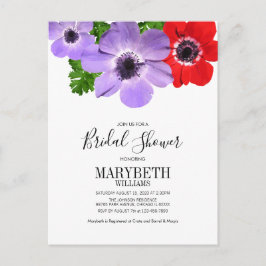 Postal De Invitación Watercolor Anemone Floral Bridal Shower Card