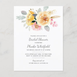 Postal De Invitación Watercolor Bridal Shower Floral Moderna Botánica