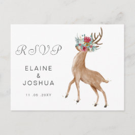 Postal De Invitación Watercolor Deer Floral Antler Rustic Wedding Rsvp