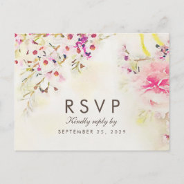 Postal De Invitación Watercolor Floral Boho Music Select RSVP Postcard