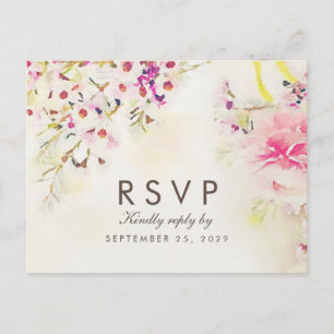 Postal De Invitación Watercolor Floral Boho Music Select RSVP Postcard