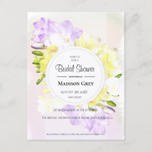 Postal De Invitación Watercolor Freesia Flowers Bridal Shower