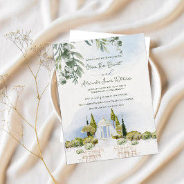 Postal De Invitación Watercolor Garden Pavilion Outdoor Wedding