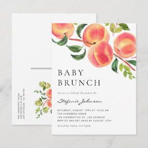 Postal De Invitación Watercolor Peaches Summer Baby Brunch