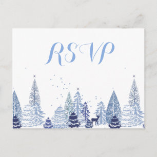 Postal De Invitación Watercolor Woodland Snowflakes Winter