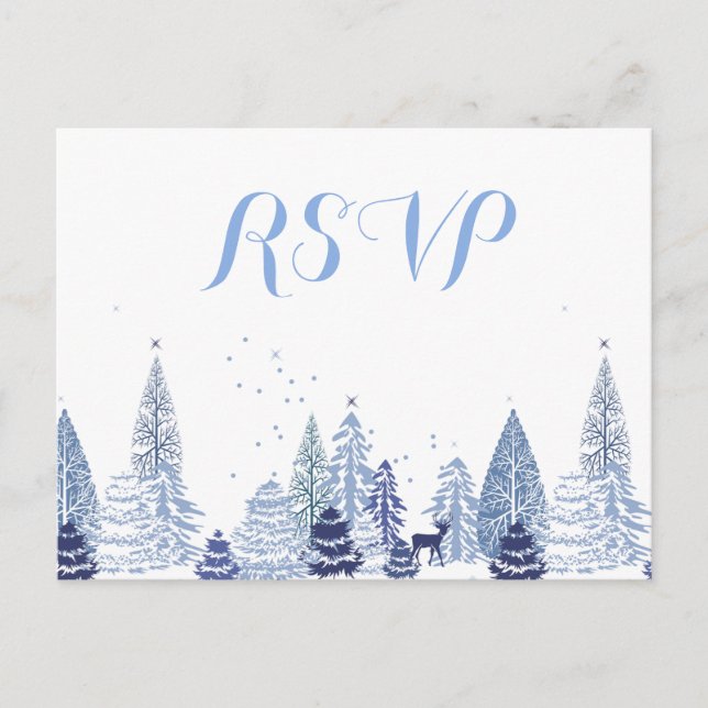 Postal De Invitación Watercolor Woodland Snowflakes Winter (Anverso)