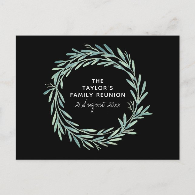 Postal De Invitación Watercolor Wreath Family Reunion BBQ Picnic (Anverso)