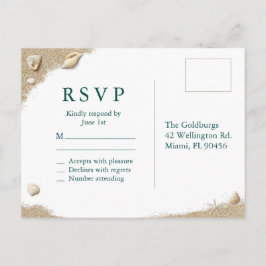 Postal De Invitación Waves turquesas en la playa de Mitzvah RSVP Postca