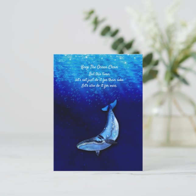 Postal De Invitación Whale Vertical Motion Scene To Down In Ocean Depth (Anverso de pie)