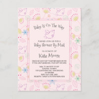Whimsical Baby Shower Por Correo Bird Floral Pink