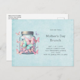 Postal De Invitación Whimsical Butterflies in a Jar Mother's Day Brunch