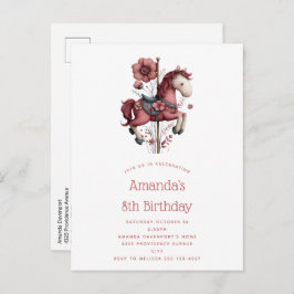 Postal De Invitación Whimsical Carousel Horse Image Birthday