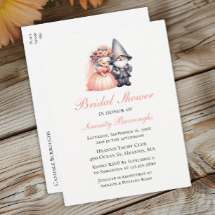 Postal De Invitación Whimsical Gnome Bridal Shower Rustic Woodland