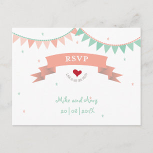 Postal De Invitación Whimsical Lib Bunting Wedting Wedding RSVP