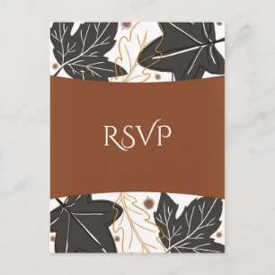 Postal De Invitación Whimsical Otoño Fall Leaves & Acorns Wedding RSVP