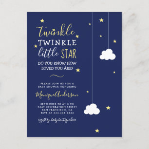 Postal De Invitación Whimsical Twinkle Twinkle Little Star Baby Shower