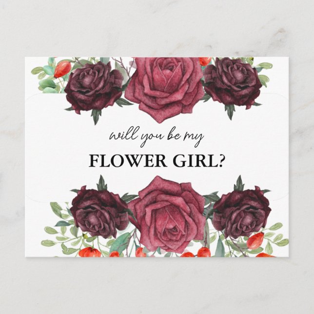 Postal De Invitación will you be my flower girl card (Anverso)