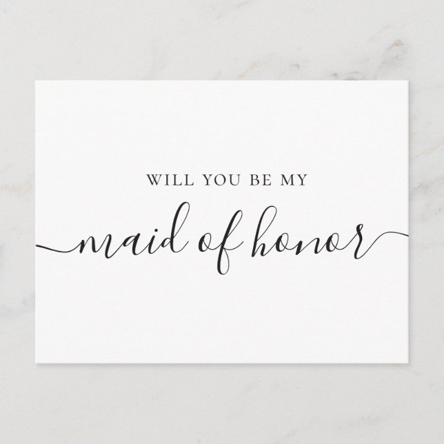 Postal De Invitación Will You Be My Maid of Honor | Minimalist Proposal (Anverso)