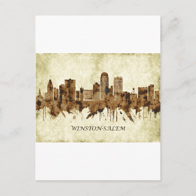 Postal De Invitación Winston-Salem North Carolina Cityscape (Anverso)