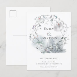 Postal De Invitación Winter Foliage Names Wedding Save The Date