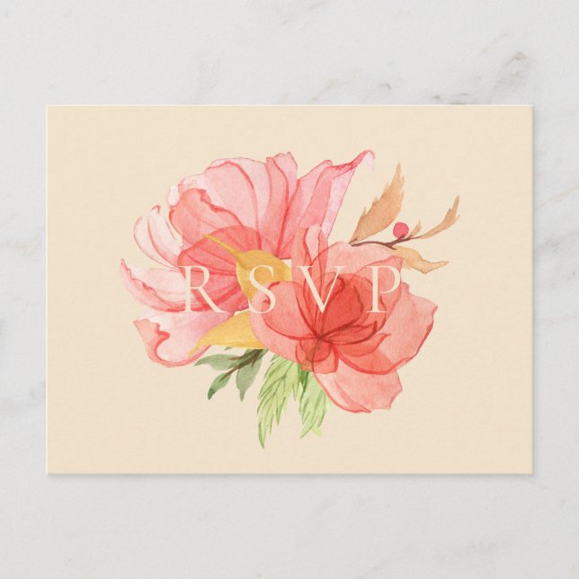 Postal De Invitación Wispy Floral Wedding RSVP Canción (Anverso)
