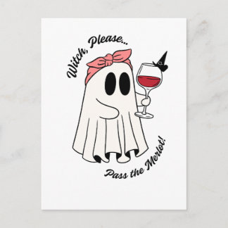 Postal De Invitación Witch Please Pass the Merlot Funny Halloween Wine