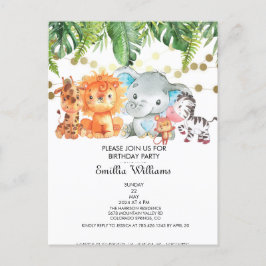 Postal De Invitación Woodland Animals Adventure Baby Shower