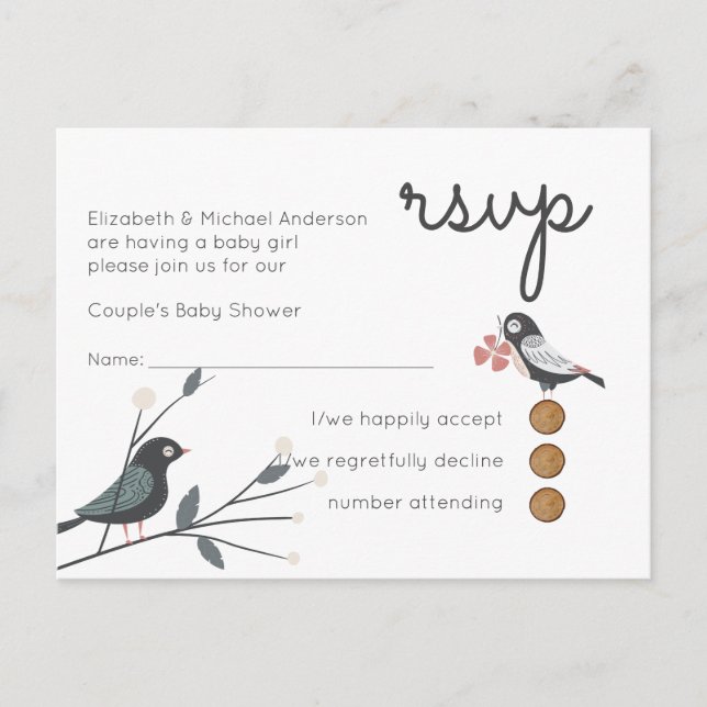 Postal De Invitación Woodland Forest Animals Parejas BABY SHOWER (Anverso)