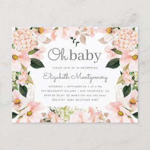 Postal De Invitación Wreath floral de Rubor Spring Oh Baby Shower