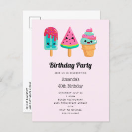 Postal De Invitación Yummy Ice Cream Triam Vibe de verano Cumpleaños