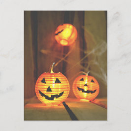 postal de jack-o-lanterns de Halloween