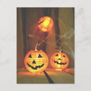 postal de jack-o-lanterns de Halloween