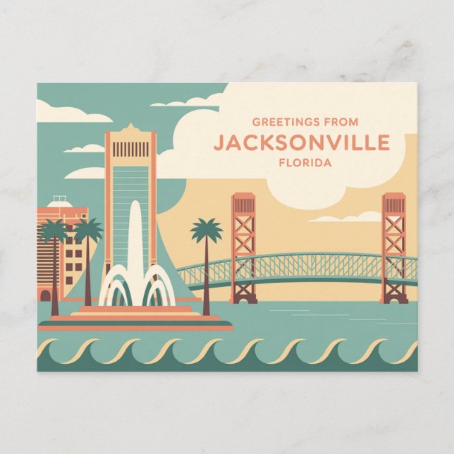 Postal de Jacksonville de Vintage | Saludos desde (Anverso)
