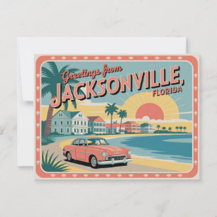 Postal de Jacksonville de Vintage   Saludos desde