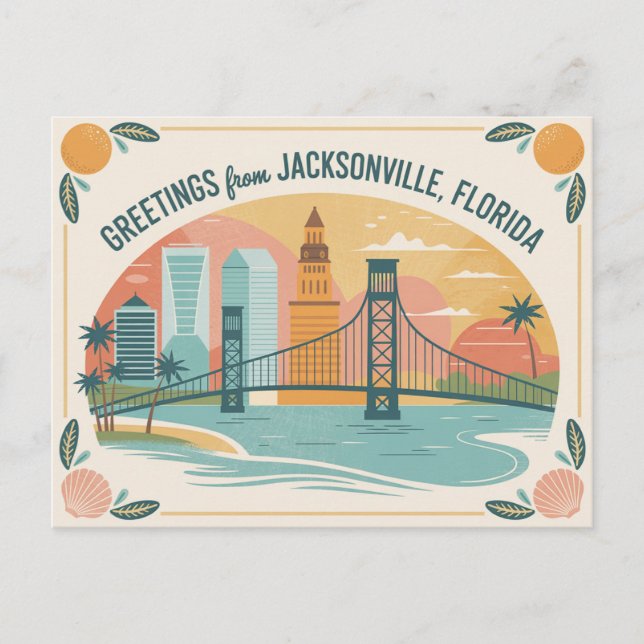 Postal de Jacksonville de Vintage | Saludos desde (Anverso)