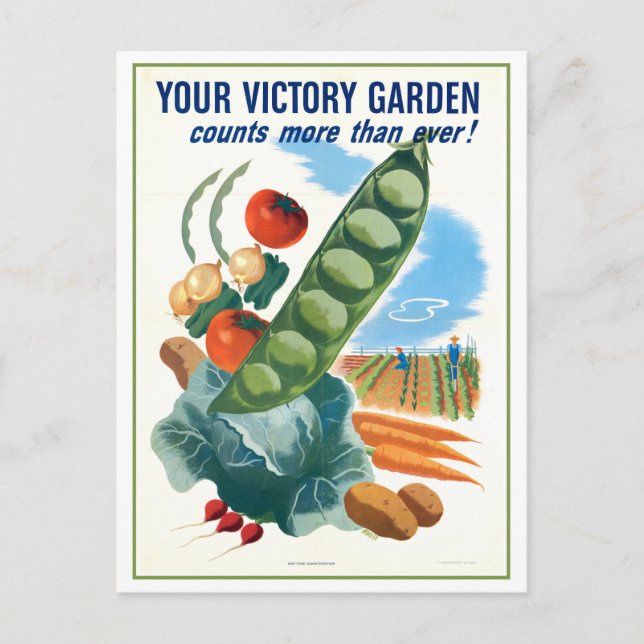 Postal de Jardín de Victoria Vintage Wartime (Anverso)