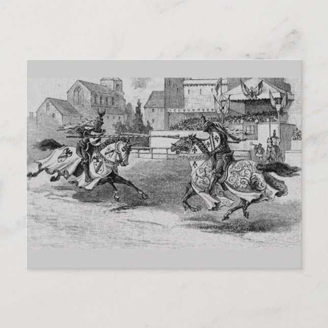 Postal de Jousting de Caballeros Medievales (Anverso)