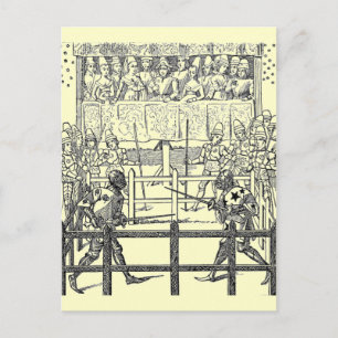 Postal de Jousting de Caballeros Medievales