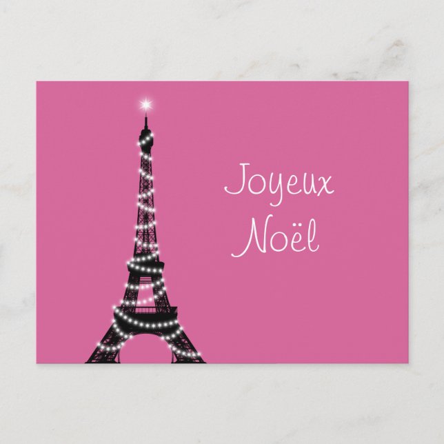 Postal de Joyeux Noël en fucsia (Anverso)