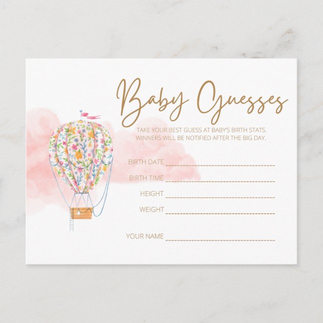 Postal de juego de adivinación de Baby Shower con  (Anverso)