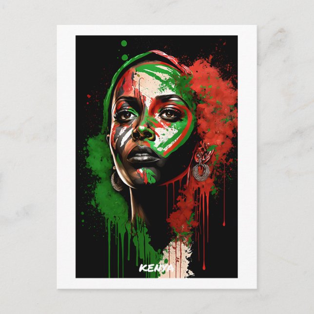 Postal de Kenia - Retrato artístico - Mundo de las (Anverso)