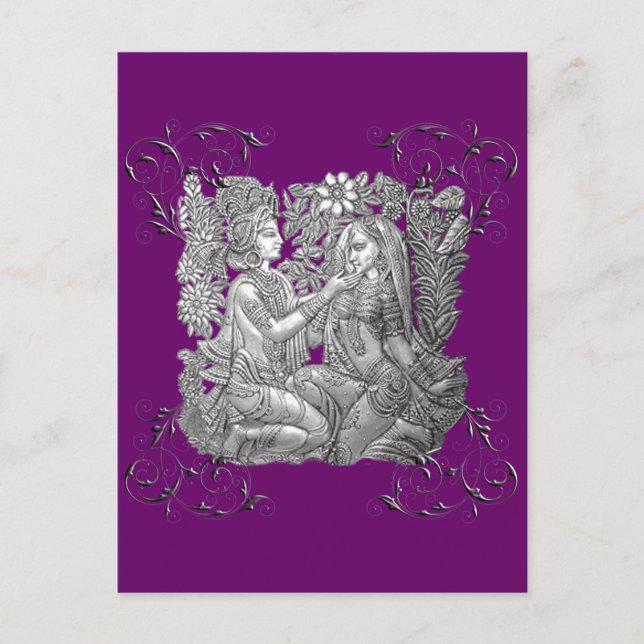 postal de Krishna y Radha (Anverso)