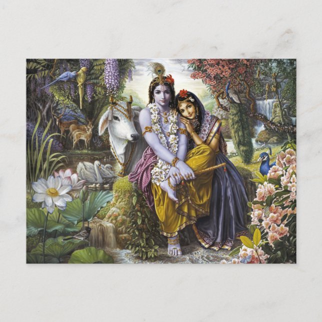postal de Krishna y Radha (Anverso)