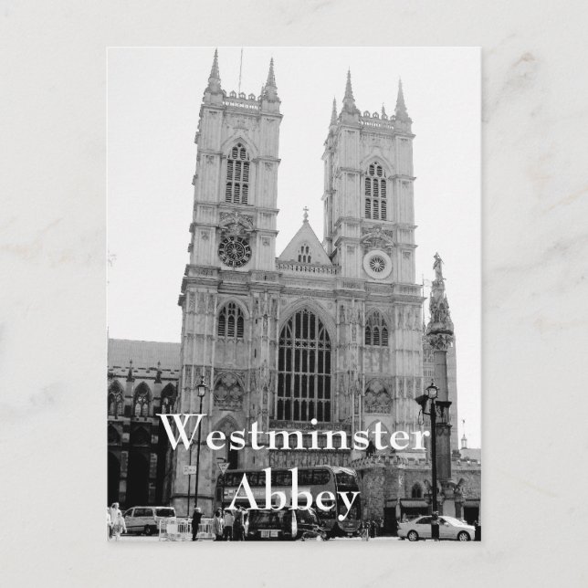 Postal de la abadía Westminster en blanco y negro  (Anverso)