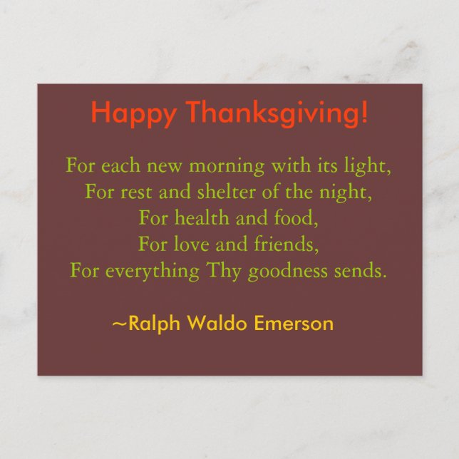 Postal de la acción de gracias (Anverso)