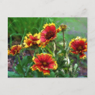 Postal de la acuarela de las flores combinadas