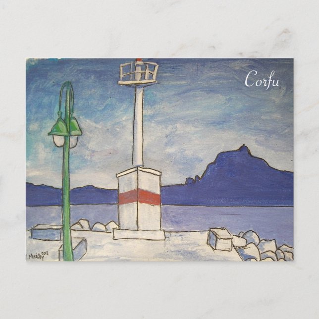 Postal de la antigua fortaleza de Corfú (Anverso)