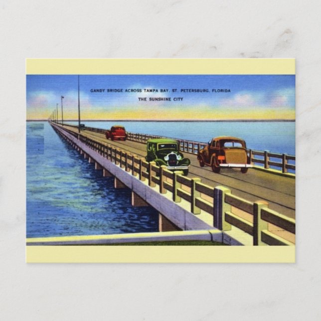 Postal de la bahía Tampa del puente de Gandy Vinta (Anverso)